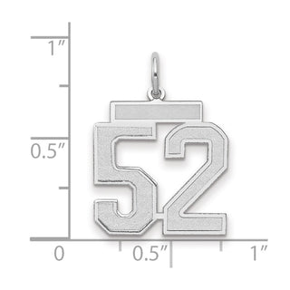 14k White Gold Medium Satin Number 52 Charm