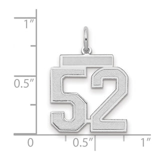 14k White Gold Medium Satin Number 52 Charm