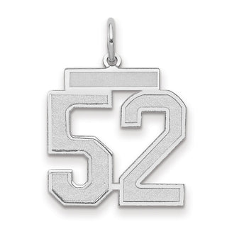 14k White Gold Medium Satin Number 52 Charm