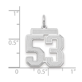 14k White Gold Medium Satin Number 53 Charm