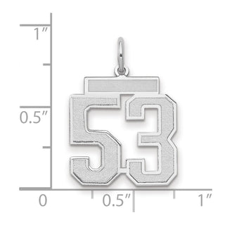 14k White Gold Medium Satin Number 53 Charm