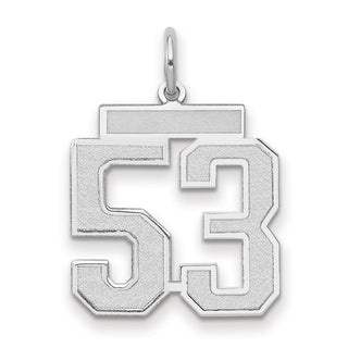 14k White Gold Medium Satin Number 53 Charm