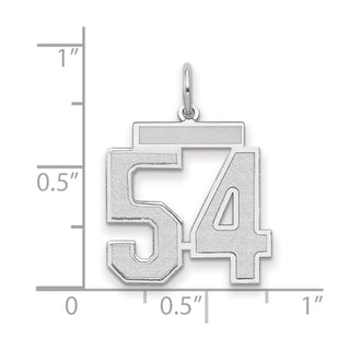 14k White Gold Medium Satin Number 54 Charm