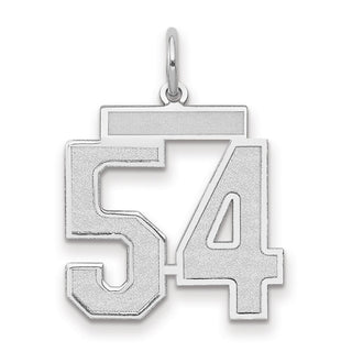 14k White Gold Medium Satin Number 54 Charm