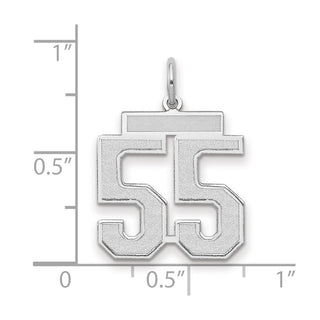 14k White Gold Medium Satin Number 55 Charm