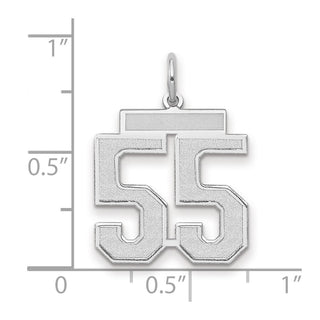 14k White Gold Medium Satin Number 55 Charm