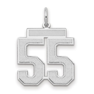 14k White Gold Medium Satin Number 55 Charm