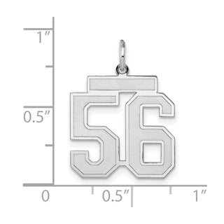 14k White Gold Medium Satin Number 56 Charm