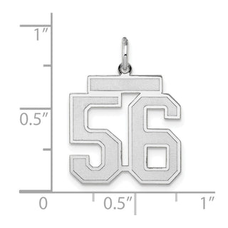 14k White Gold Medium Satin Number 56 Charm
