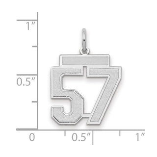 14k White Gold Medium Satin Number 57 Charm