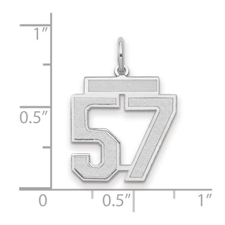 14k White Gold Medium Satin Number 57 Charm
