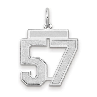 14k White Gold Medium Satin Number 57 Charm