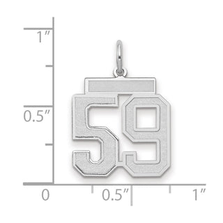 14k White Gold Medium Satin Number 59 Charm