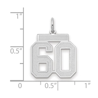 14k White Gold Medium Satin Number 60 Charm