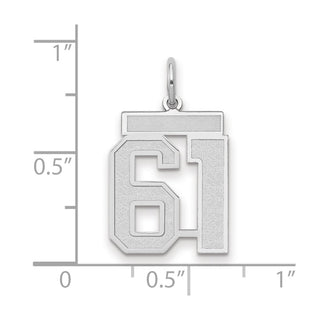 14k White Gold Medium Satin Number 61 Charm