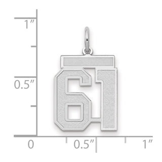 14k White Gold Medium Satin Number 61 Charm
