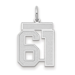 14k White Gold Medium Satin Number 61 Charm