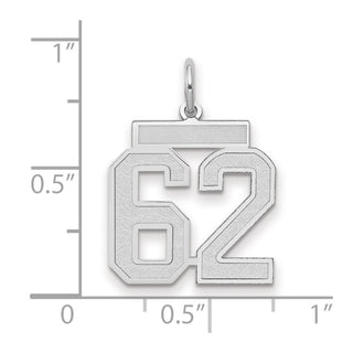 14k White Gold Medium Satin Number 62 Charm