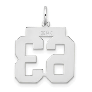 14k White Gold Medium Satin Number 63 Charm