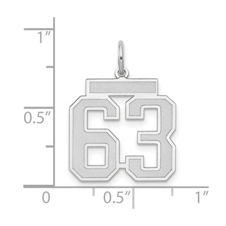 14k White Gold Medium Satin Number 63 Charm