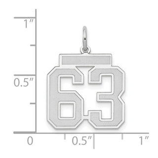 14k White Gold Medium Satin Number 63 Charm