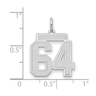 14k White Gold Medium Satin Number 64 Charm
