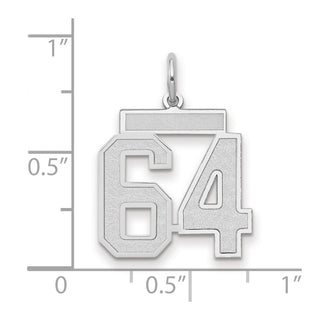 14k White Gold Medium Satin Number 64 Charm