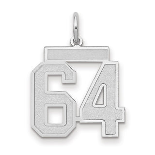 14k White Gold Medium Satin Number 64 Charm