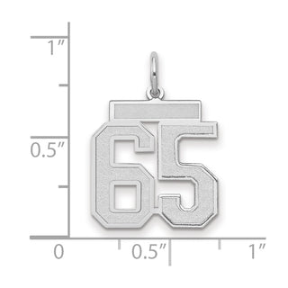 14k White Gold Medium Satin Number 65 Charm