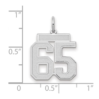 14k White Gold Medium Satin Number 65 Charm