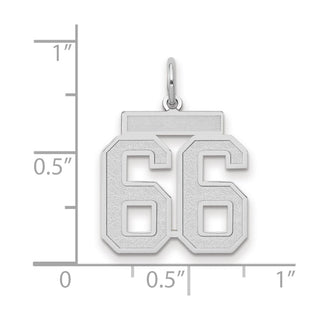 14k White Gold Medium Satin Number 66 Charm
