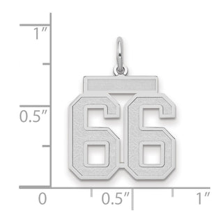 14k White Gold Medium Satin Number 66 Charm