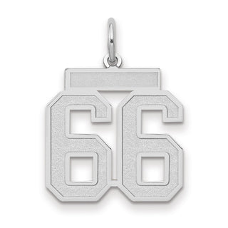 14k White Gold Medium Satin Number 66 Charm