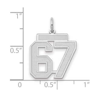 14k White Gold Medium Satin Number 67 Charm
