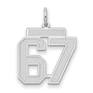 14k White Gold Medium Satin Number 67 Charm