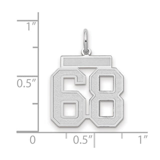 14k White Gold Medium Satin Number 68 Charm