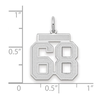 14k White Gold Medium Satin Number 68 Charm