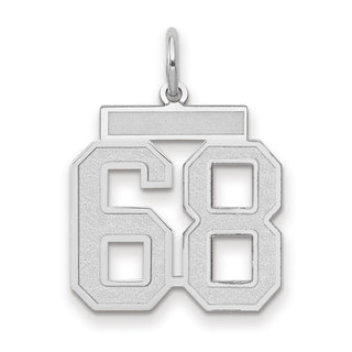 14k White Gold Medium Satin Number 68 Charm