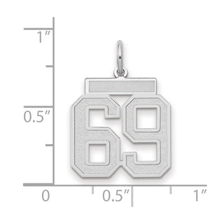 14k White Gold Medium Satin Number 69 Charm