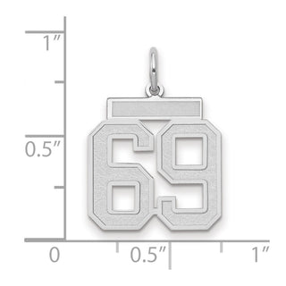 14k White Gold Medium Satin Number 69 Charm