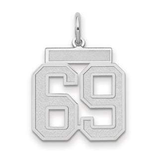 14k White Gold Medium Satin Number 69 Charm