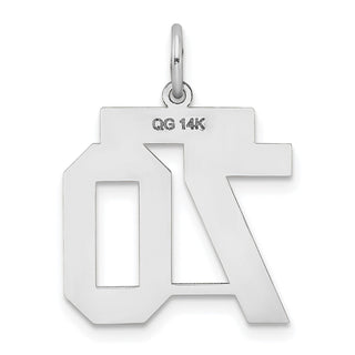 14k White Gold Medium Satin Number 70 Charm