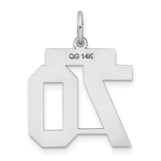 14k White Gold Medium Satin Number 70 Charm
