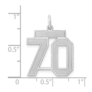 14k White Gold Medium Satin Number 70 Charm