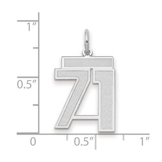 14k White Gold Medium Satin Number 71 Charm