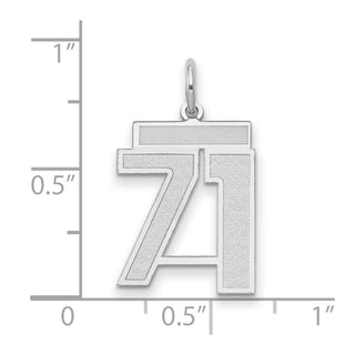14k White Gold Medium Satin Number 71 Charm