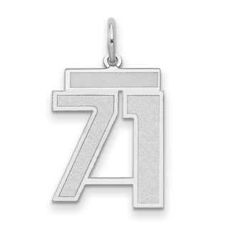 14k White Gold Medium Satin Number 71 Charm