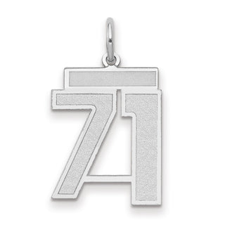 14k White Gold Medium Satin Number 71 Charm