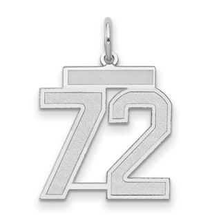 14k White Gold Medium Satin Number 72 Charm