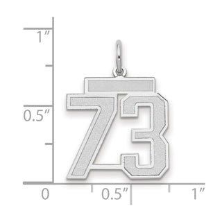 14k White Gold Medium Satin Number 73 Charm